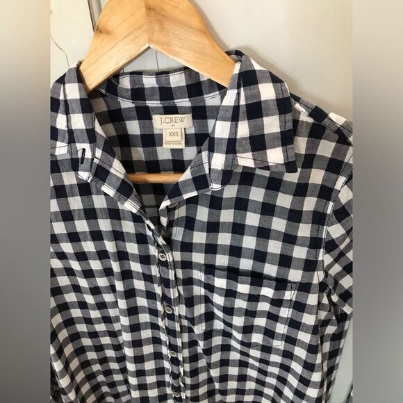 J.Crew Factory Navy Gingham lightweight cotton shirt in signature fit Size XXS - Picture 3 of 3